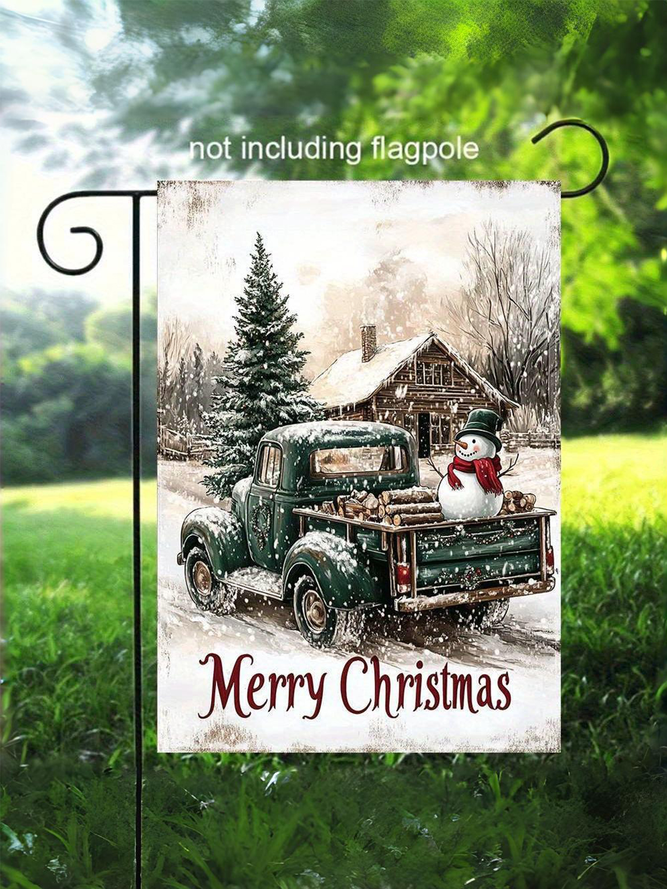 Winter Snowman Christmas Garden Banner（Not lnclude Flagpole）